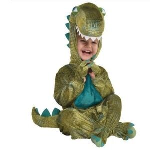 NEW Baby Roar Dinosaur Costume Infant 6-12 Months Jumpsuit‎ & Hood Halloween
